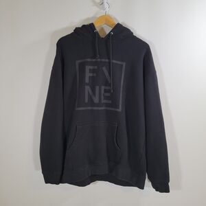 FINE APPAREL Black Hoodie Sz XL Heavyweight Fleece Lined Collab 001 Sweatshirt
